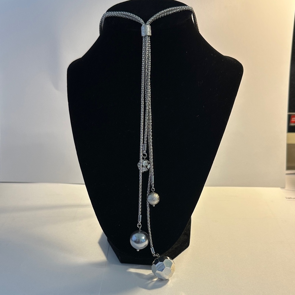 Lia Sophia Silver Multi-Drop Lariat Necklace